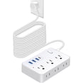 thumbnail image 2 of 20 FT Extension Cord with Multiple Outlets,  20 ft Surge Protector Power Strip with 6 Outlets with 4  Ports(1  C),Flat Plug with Long Cord 1700 Joules Protection for  Office White, 2 of 7