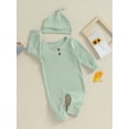 thumbnail image 3 of Bagilaanoe Newborn Baby Girl Boys Fall Jumpsuit Long Sleeve Bodysuit + Hat 3M 6M 9M 12M 18M 24M Infant Fall One Piece Romper, 3 of 9