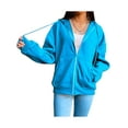 thumbnail image 2 of Qiylii Women's Solid Color Hoodies,Long Sleeve Plush Lined Loose Zip Up, 2 of 5