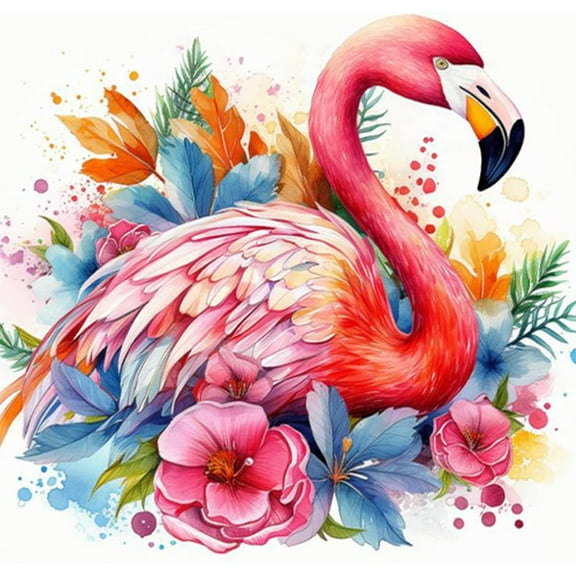 DIY 5D Diamond Painting Kit (For Adults) Diamond Painting "Flamingo" - Full Diamond Crystal Rhinestone Embroidery Craft Kit, Can Be Used As Gift, Wall Decoration