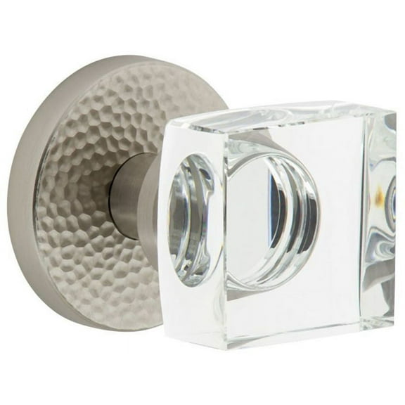 Viaggio Clomhmqdc_Prv_234 Circolo Hammered Solid Brass Privacy Door Knob Set - Nickel