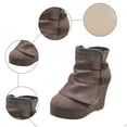 thumbnail image 5 of Pandaie Women's Platform Wedge Ankle Boots Suede Fold Over Slouchy Motorcycle Riding Booties Buckles Dressy Western Fall Boot Khaki 7, 5 of 6