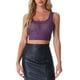 thumbnail image 1 of Top de malla transparente para mujer, con escote en forma de barco, estrellas brillantes, sin mangas, top corto de fiesta, púrpura, XS, 1 of 1