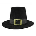 thumbnail image 3 of Nicky Bigs Novelties 3 PK Deluxe Pilgrim Hat With Buckle Quaker Amish Top Hat Cap Flat Topped Costume, 3 of 6
