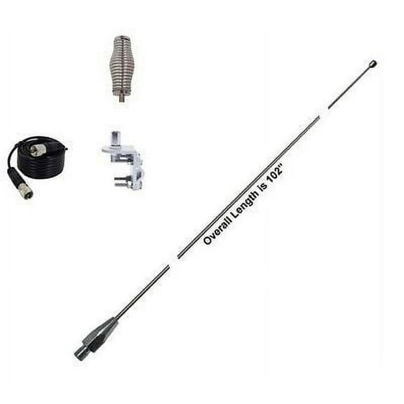 Hustler Toys 102" Whip Antenna Kit with 18ft RG58 Coax, Spring & Mount for CB