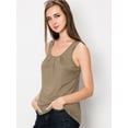 thumbnail image 2 of Made by Johnny Women's Casual Loose Fit Sleeveless Pleated Scoop Neck Tank Top M TAUPE, 2 of 4