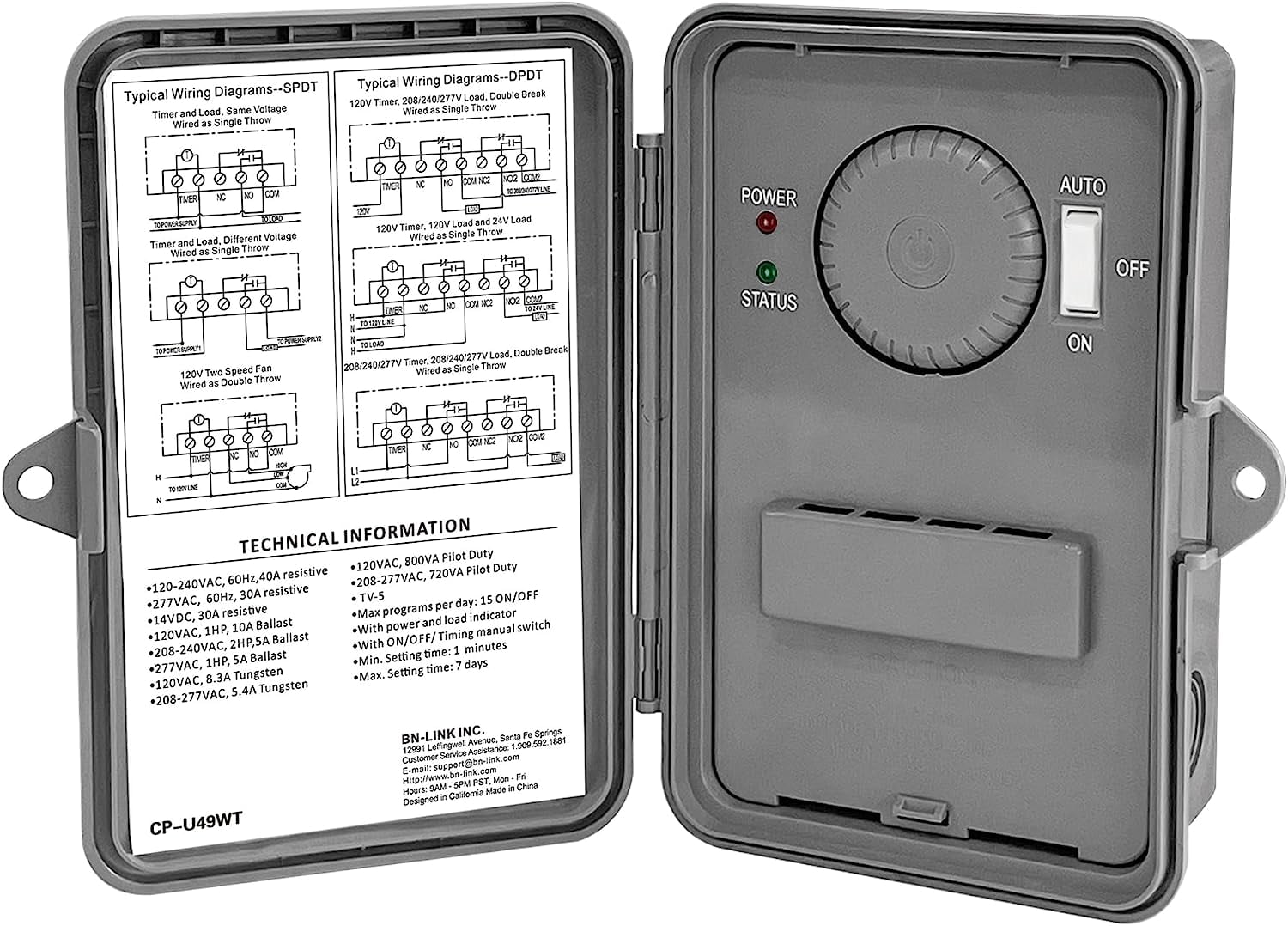 BNLINK Smart WiFi Pool Pump Timer, 2HP 40A Max, 120277 VAC, ETL