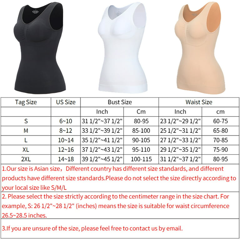 SHAPERIN Women's Compression Camisole with Built in Removable Bra Pads Body  Shaper Tank Tops 