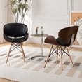 thumbnail image 2 of Vanity Art Synthetic Leather Seat Mid-Century Living Room Kitchen Dining Room Curved Back Seat Walnut Accent Dining Chair UC-9B, 2 of 8