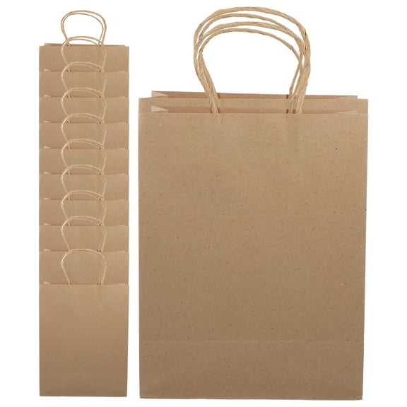LOLIPPYY 12Pcs Kraft Paper Bags with Handles Light Brown Small Paper Bags for Birthday Party Supplies