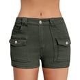 thumbnail image 6 of Qgtaibl Womens Cargo Denim Shorts High Waisted Button Casual Jean Shorts with Multi Pockets Summer Lightweight Straight Leg Mini Jorts Army Green XXL, 6 of 8