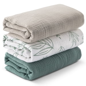 Gllquen Baby Organic Cotton Swaddle Blankets, 3-Pack