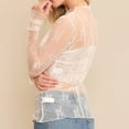 thumbnail image 4 of Summer Tops for Women Mock Neck Mesh Lace Sheer Crop Long Sleeve Shirts for Women White M, 4 of 6
