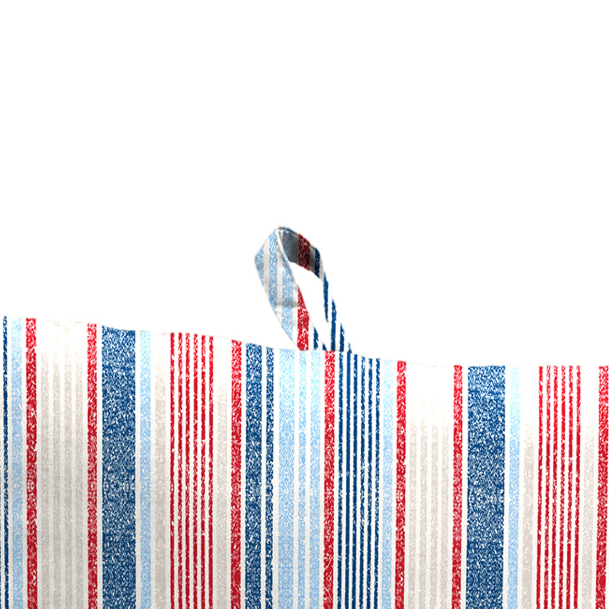 Jordan Manufacturing 44" x 21" Davian Razz Red, White and Blue Stripe Rectangular Outdoor Chair Cushion with Ties and Hanger Loop