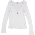 thumbnail image 1 of Project Social T Womens Ribbed V-Neck Basic T-Shirt, White, Juniors, Small, 1 of 2