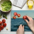 thumbnail image 3 of Whale Cutting Board, Real Photo Image of 4 Killer Whales Coming out of the SeArt Print, Decorative Tempered Glass Cutting and Serving Board, Large Size, Blue and Black, by Ambesonne, 3 of 5