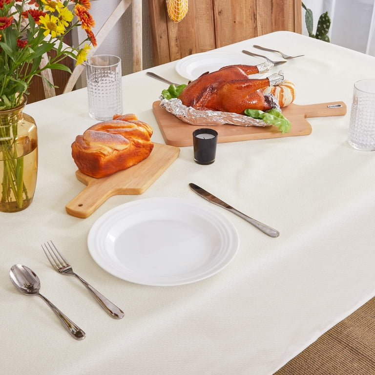 Deconovo Solid Textured Tablecloth, 54" x 72", White photo 8