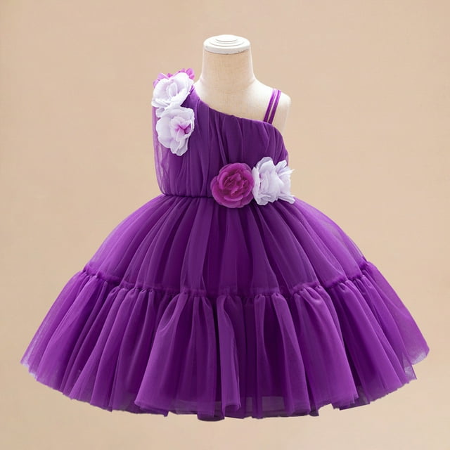 Robes pour Bébé Fille Robe Formelle pour Filles Robe Violette pour Filles Robe pour Tout-Petit pour Fête du Thé Robes pour Filles Taille 3-6 Mois