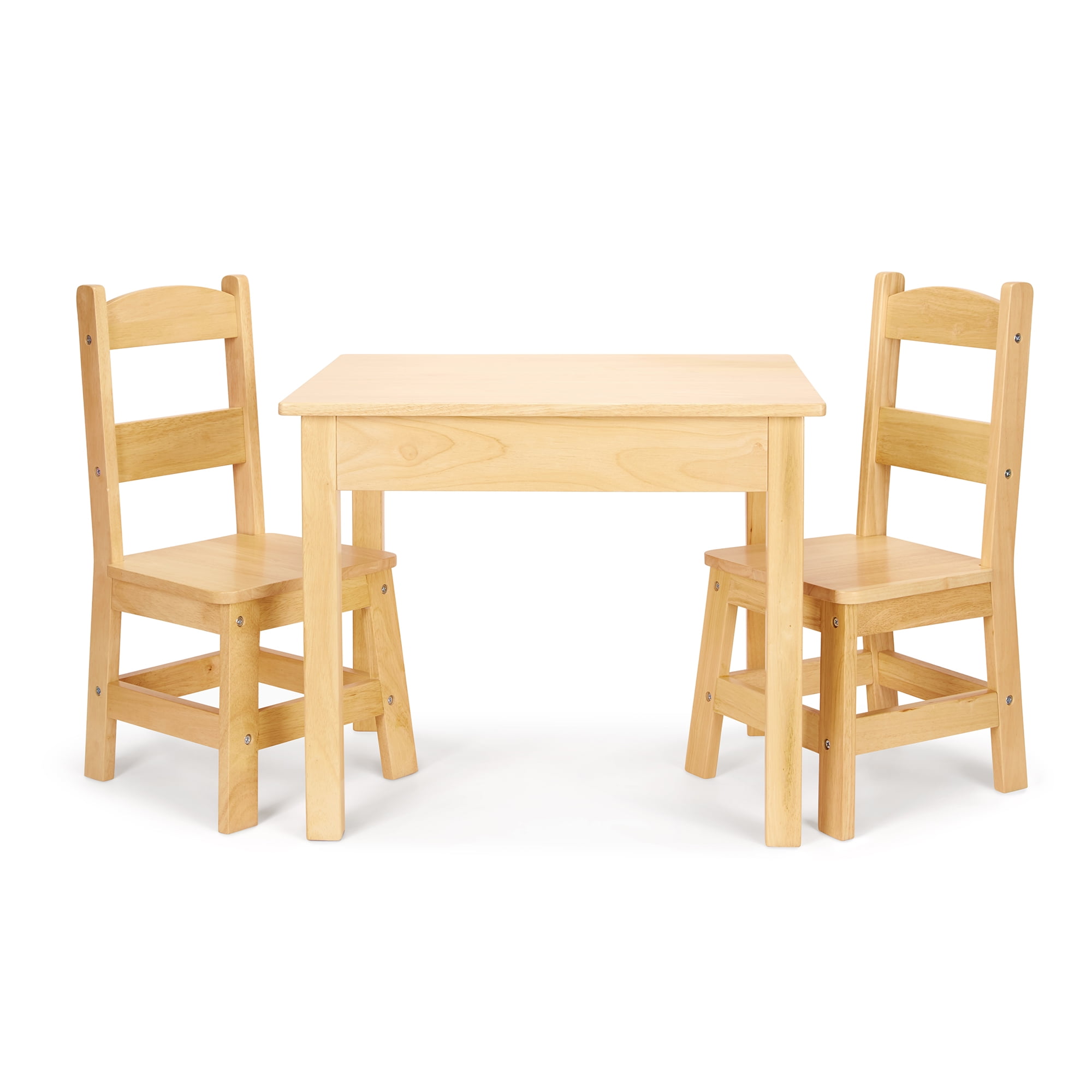 Kids Solid Natural Wood Table and 2 Chair Set Toddler Baby Gift Desk Furniture 