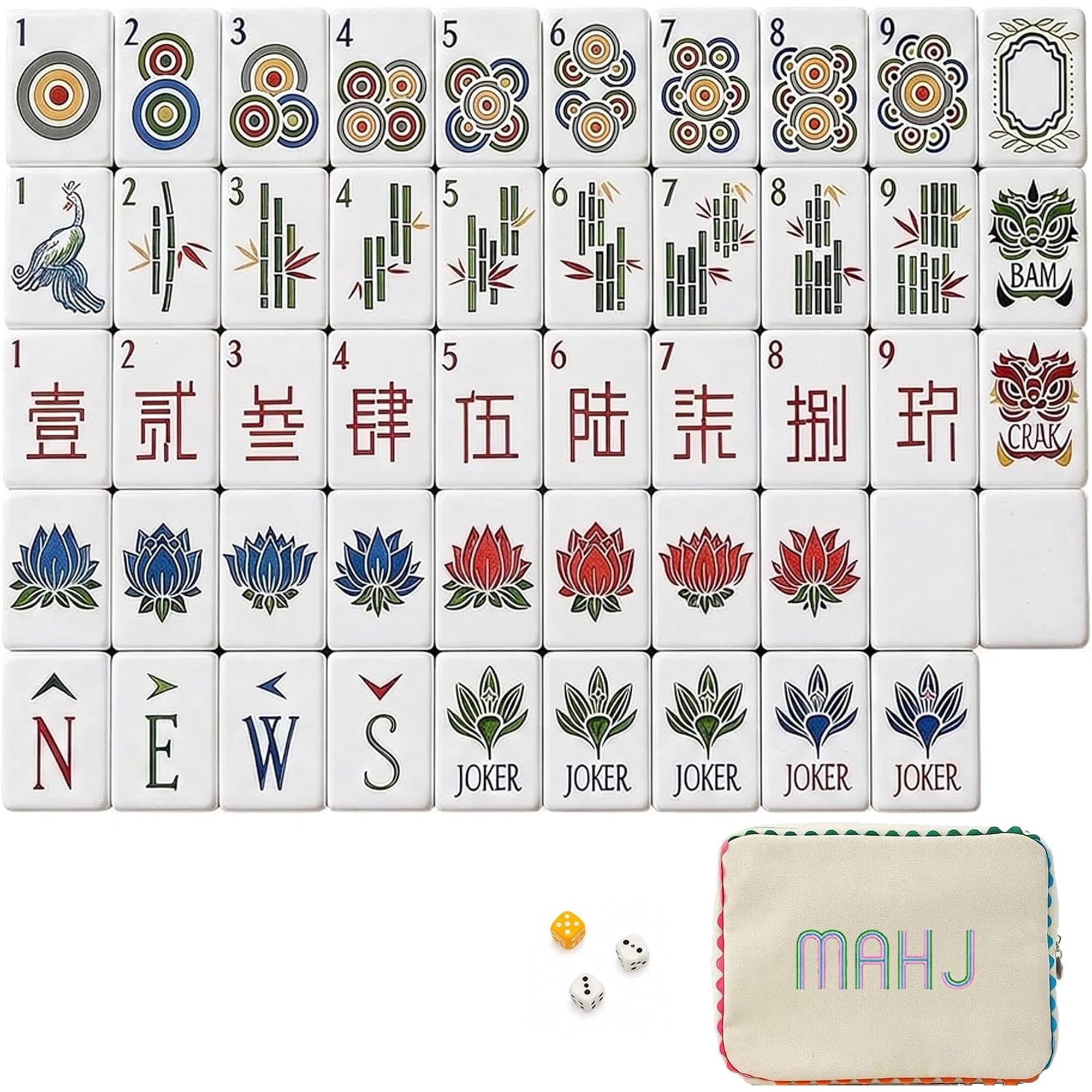 160 Pcs American Mahjong Tile Set, 1.4" 4 Layer Acrylic Premium Mahjong（Wood Grain）