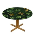 Akjvoe St.Patrick's Day Tablecloth Round Gold and Green Table Cloths