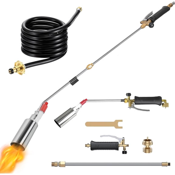 Propane Torch Weed Burner Kit 1,800,000 BTU with 10FT Hose Propane Burner with Fire Control and Self Igniter Multi-Use for Weeds Roofing Wood Ice Snow Melting BBQ Asphalt