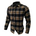 thumbnail image 4 of Ketyyh-chn99 Mens Shirts Men Zipper Button Long Sleeves Loose Shirt Brown,XL, 4 of 5
