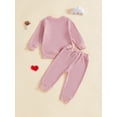 thumbnail image 5 of Infant Toddler Baby Girl Valentines Day Outfit Love Heart Sweatshirt Pant Sets Valentine's Gift Set, 5 of 8