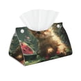 thumbnail image 2 of Lsque Cute Kitten Water Lilies Printed Long Tissue Box Cover Holder, Facial Paper Organizer Dispenser,Triangle with Bottom Belt, PVC Leather Decorative Organizer, 2 of 9