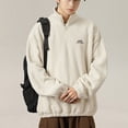 thumbnail image 4 of Maoxin Mens Jackets Men's Vintage Warm Solid Color Half Zipper Pocket Long Sleeved Casual Jacket Beige 3XL, 4 of 5