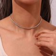 thumbnail image 3 of Women Elegant Shining Rhinestones Choker Necklace Sparking Adjustable Short Necklace Cubic Zirconia-4mm-Silver-Product code 60805, 3 of 5