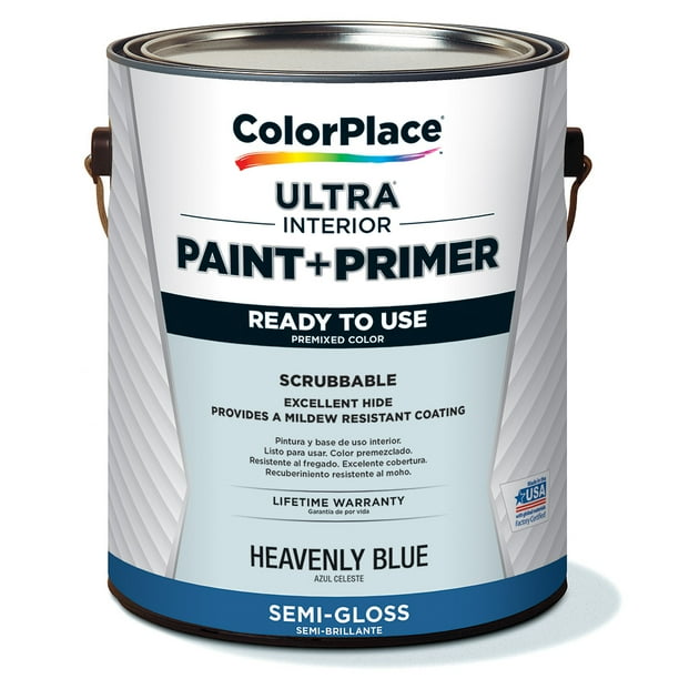 Colorplace Ultra Interior Paint Primer Heavenly Blue Semi Gloss 1 Gallon Walmart Com Walmart Com