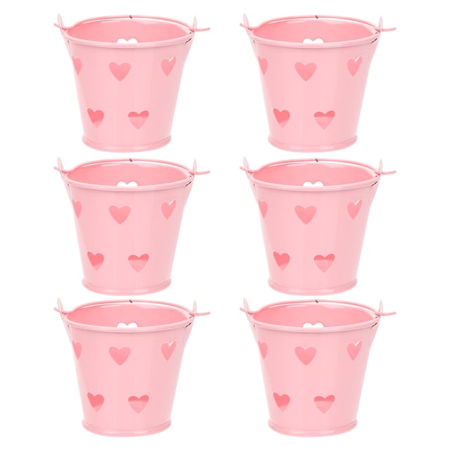 KAKOWELY 6 cubos pequeños de metal con asa, cubos huecos para dulces, para recuerdos de fiesta.