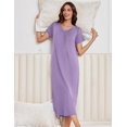 thumbnail image 3 of Ekouaer 3 Pack Long Nightgowns for Women Plus Size House Dress Short Sleeve Night Gown V Neck Casual Nightshirt, 3 of 6