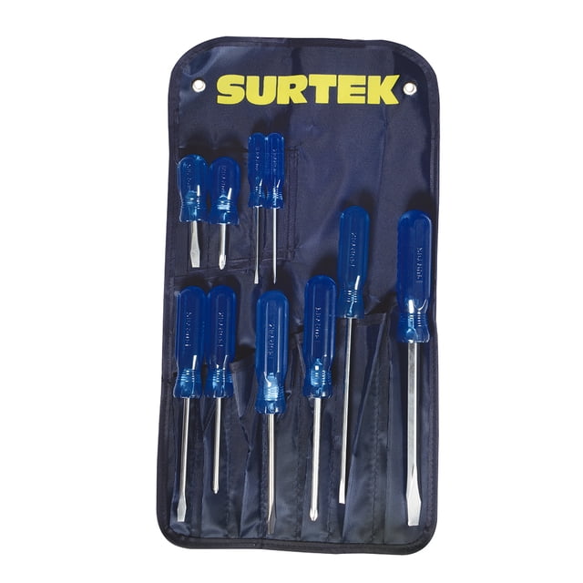 Juego De 10 Destornilladores SURTEK D02P Azules Combinado