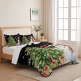 thumbnail image 5 of Quilts Twin Size Bedding Set, Christmas Snowman Lightweight Quilted Comforter, Black Cardinal Bird Xmas Snowflake Tree Soft Reversible Bedspread Coverlet with Pillow Covers for All Season, 68" x 86", 5 of 9