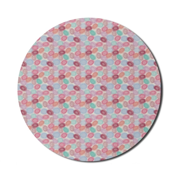 Abstract Mouse Pad for Computers, Pastel Egg Shaped Oval Ellipse Round Circles Like Flower Petals Blossom Theme, Round Non-Slip Thick Rubber Modern Gaming Mousepad, 8" Round, Multicolor, by Ambesonne
