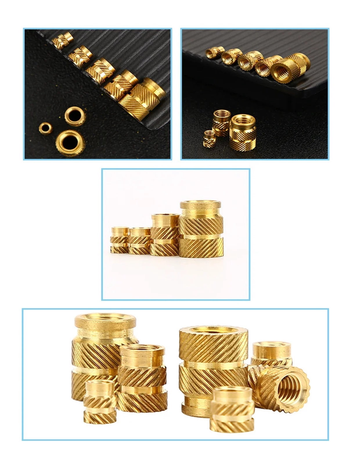 100Pcs Brass Hot Melt Inset Nuts Heating Molding Copper Thread Inserts Nut Double Twill Brass Nut M2M3