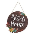 thumbnail image 3 of ZheElen Wreath Sign for Front Door Round Rustic Hanging Sign Decoration Bless Our Home 30x30x0.5cm, 3 of 5