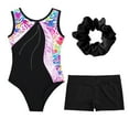 thumbnail image 3 of Alvivi Kids Girls Athletic Dance Leotards Gymnastics Unitard Biketards with Shorts Colorful Heart&Black 6, 3 of 5