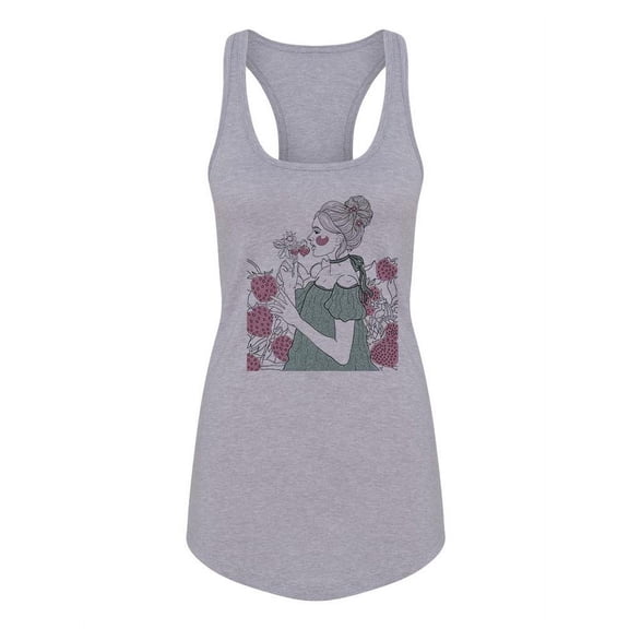 Woman With Strawberries Racerback Tank Women -Image by Shutterstock, Female x-Large