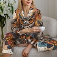 thumbnail image 6 of Pajama Sets for Women 2 Pcs, Colorful Owl Tattoo Art Button Down Long Sleeve Sleepwear Lounge PJ Sets, 6 of 6