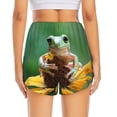 thumbnail image 2 of Lsque Tree Frog Sitting On Sunflowes Printed Women's Running Shorts with Liner Pockets,Elastic Quick Dry Workout Athletic Gym Yoga Shorts,Womens High Waist Shorts-Medium, 2 of 9