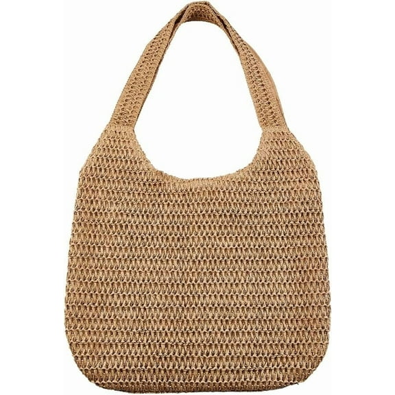 Boho Women's Straw Knitted Bag Crossbody Strap Tote Bags Rectangle Peru Natural Knitted Bag with Polyester Inside for Summer Vacations Travel Beach Rest Time Women colorful