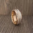 thumbnail image 1 of Rose Gold Color Brushed Deer Antler and Meteorite Rings Fashion Men Stainless Steel Rings for Men Wedding Band Jewelry Gift, 1 of 6