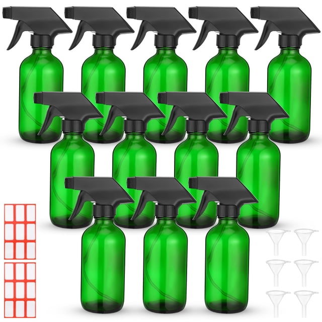 Botellas de aerosol Norme, 12 unidades, vidrio de 240 ml con embudos y etiquetas