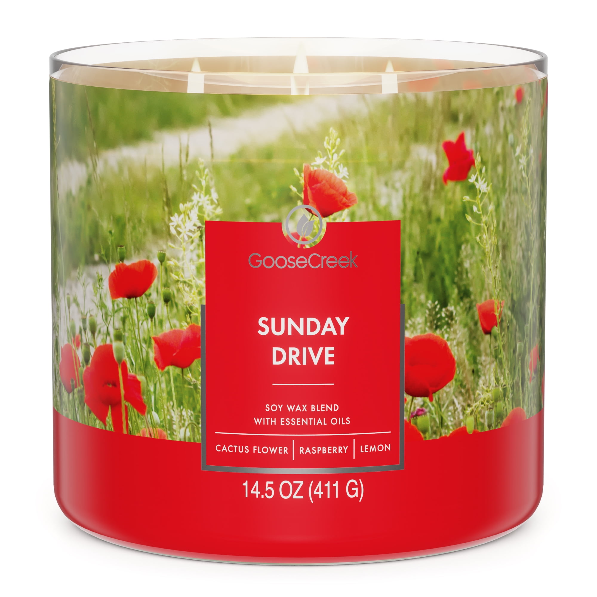 (4 pack) Goose Creek 3-Wick Sunday Drive Scented Jar Candle, 14.5oz.