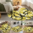 thumbnail image 6 of Round Rugs 3.3 Ft, Yellow Geometric Non Slip Area Rugs for Kitchen Bedroom Entryway, Farmhouse Abstract Black White Striped Washable Carpet Runner Rug Floor Mats for Bedroom Home Decor, 6 of 9