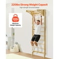 thumbnail image 5 of KFFKFF Swedish Ladder Wall Gym, 2-in-1 10-Level Indoor Fitness Equipment, 220LBS Capacity Solid Wood Gymnastic Bars for Children & Adults, Indoor Climbing Playset with Pull-Up Bar and Wall Ladder, 5 of 9