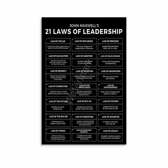 The 21 Irrefutable Laws of Leadership Motivational Office Wall Art Poster (1) Canvas Painting Wall Art Poster for Bedroom Living Room Decor